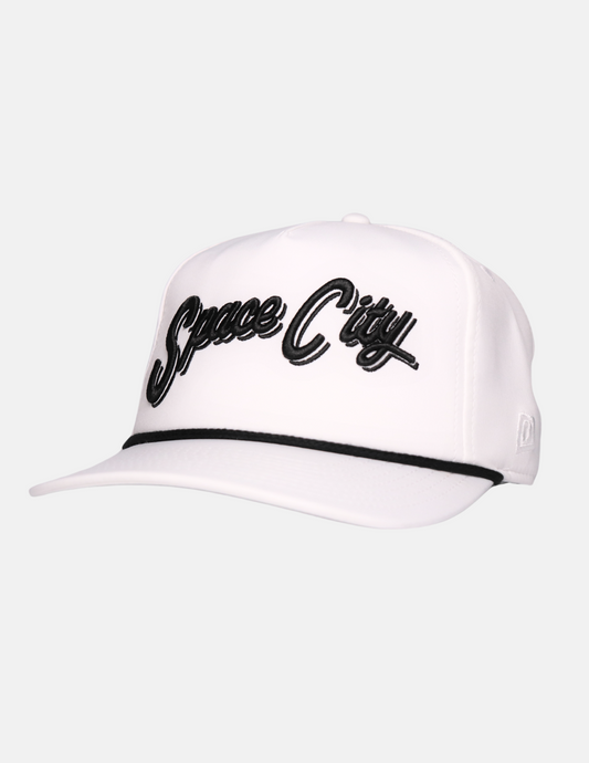 Space City Golf White Script Performance Rope Hat