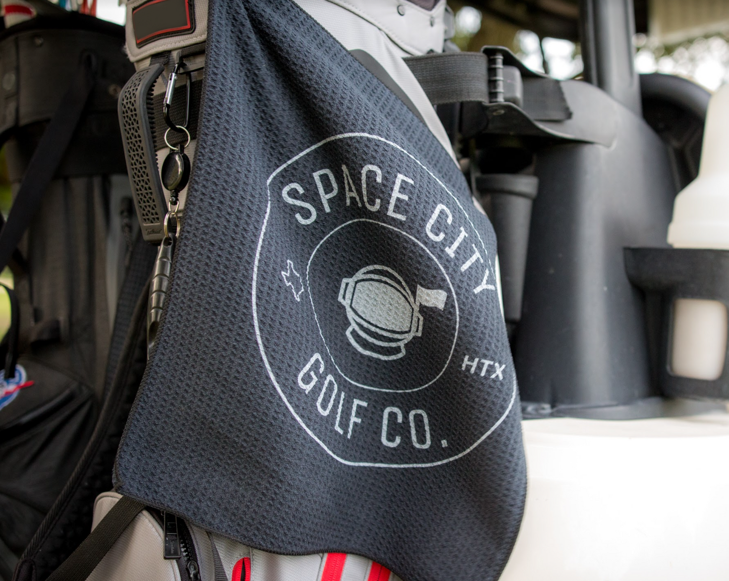 Space City Golf Black Waffle Golf Towel
