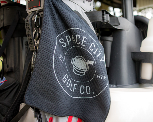 Space City Golf Black Waffle Golf Towel